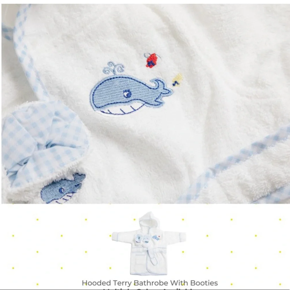 Blue Whale Bathrobe With Booties Perfect for Baby